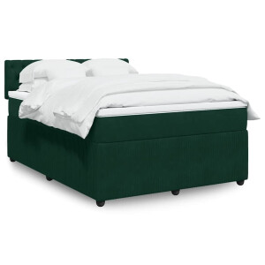 vidaXL Boxspring met matras fluweel donkergroen 160x200 cm