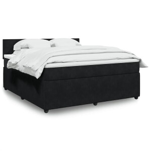 vidaXL Boxspring met matras fluweel zwart 180x200 cm