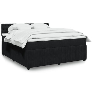 vidaXL Boxspring met matras fluweel zwart 180x200 cm