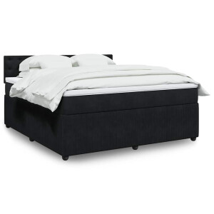 vidaXL Boxspring met matras fluweel zwart 180x200 cm