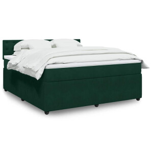 vidaXL Boxspring met matras fluweel donkergroen 180x200 cm