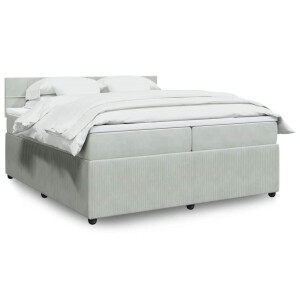 vidaXL Boxspring met matras fluweel lichtgrijs 200x200 cm