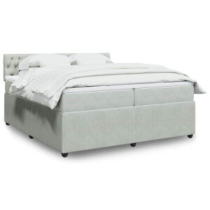 vidaXL Boxspring met matras fluweel lichtgrijs 200x200 cm