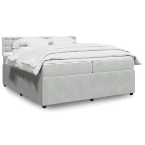 vidaXL Boxspring met matras fluweel lichtgrijs 200x200 cm