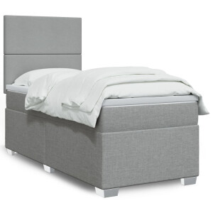vidaXL Boxspring met matras stof lichtgrijs 80x200 cm
