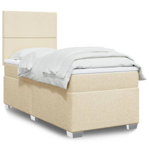 vidaXL Boxspring met matras stof crèmekleurig 80x200 cm