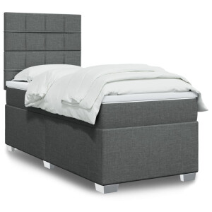 vidaXL Boxspring met matras stof donkergrijs 80x200 cm
