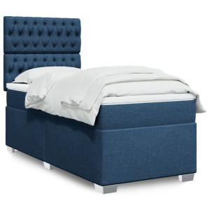 vidaXL Boxspring met matras stof blauw 80x200 cm