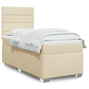 vidaXL Boxspring met matras stof crèmekleurig 90x190 cm