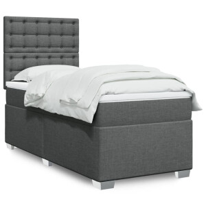 vidaXL Boxspring met matras stof donkergrijs 90x190 cm