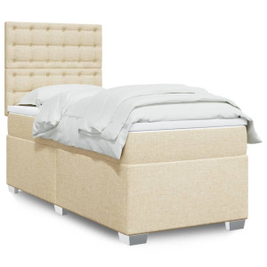vidaXL Boxspring met matras stof crèmekleurig 90x190 cm