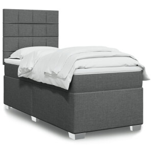 vidaXL Boxspring met matras stof donkergrijs 90x200 cm
