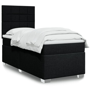 vidaXL Boxspring met matras stof zwart 90x200 cm
