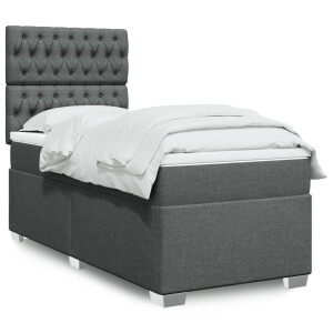 vidaXL Boxspring met matras stof donkergrijs 90x200 cm