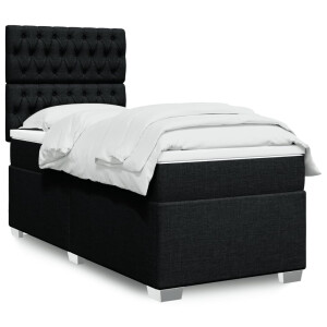 vidaXL Boxspring met matras stof zwart 90x200 cm