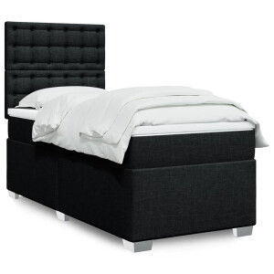 vidaXL Boxspring met matras stof zwart 90x200 cm