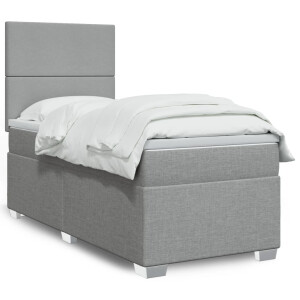vidaXL Boxspring met matras stof lichtgrijs 100x200 cm