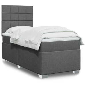 vidaXL Boxspring met matras stof donkergrijs 100x200 cm