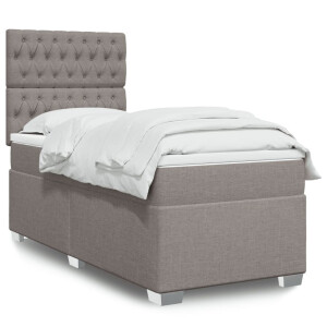 vidaXL Boxspring met matras stof taupe 100x200 cm
