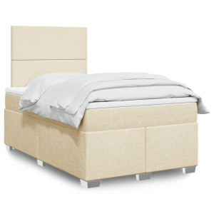 vidaXL Boxspring met matras stof crèmekleurig 120x190 cm