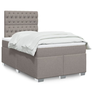 vidaXL Boxspring met matras stof taupe 120x190 cm