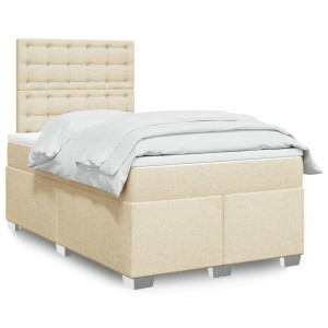 vidaXL Boxspring met matras stof crèmekleurig 120x190 cm