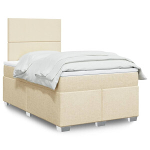 vidaXL Boxspring met matras stof crèmekleurig 120x200 cm
