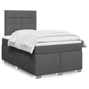 vidaXL Boxspring met matras stof donkergrijs 120x200 cm