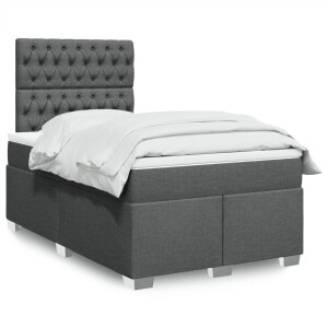 vidaXL Boxspring met matras stof donkergrijs 120x200 cm