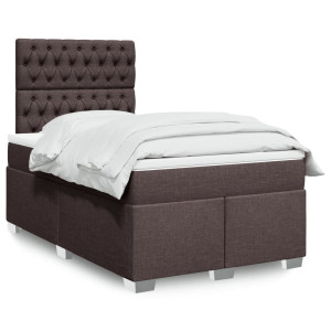 vidaXL Boxspring met matras stof donkerbruin 120x200 cm