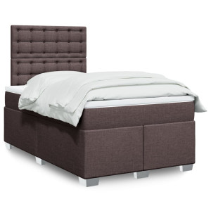 vidaXL Boxspring met matras stof donkerbruin 120x200 cm