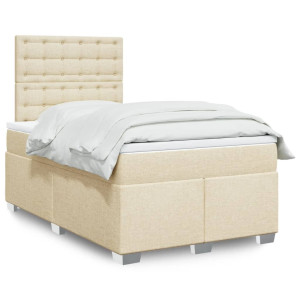 vidaXL Boxspring met matras stof crèmekleurig 120x200 cm