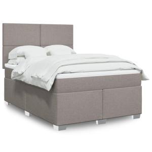 vidaXL Boxspring met matras stof taupe 140x190 cm