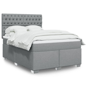 vidaXL Boxspring met matras stof lichtgrijs 140x190 cm