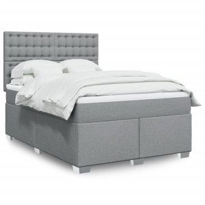 vidaXL Boxspring met matras stof lichtgrijs 140x190 cm