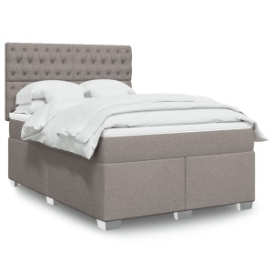 vidaXL Boxspring met matras stof taupe 140x200 cm