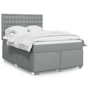 vidaXL Boxspring met matras stof lichtgrijs 140x200 cm