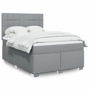 vidaXL Boxspring met matras stof lichtgrijs 160x200 cm