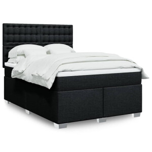vidaXL Boxspring met matras stof zwart 160x200 cm