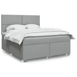 vidaXL Boxspring met matras stof lichtgrijs 180x200 cm