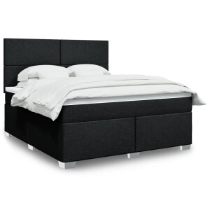vidaXL Boxspring met matras stof zwart 180x200 cm