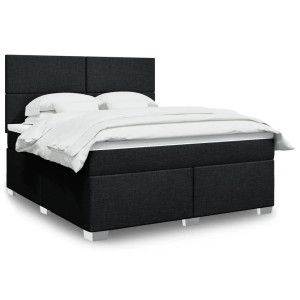 vidaXL Boxspring met matras stof zwart 180x200 cm