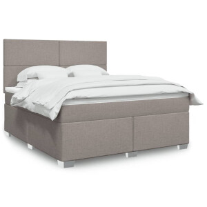 vidaXL Boxspring met matras stof taupe 180x200 cm