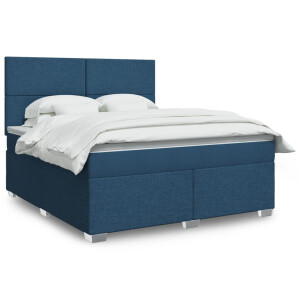 vidaXL Boxspring met matras stof blauw 180x200 cm