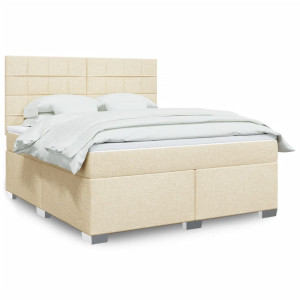 vidaXL Boxspring met matras stof crèmekleurig 180x200 cm