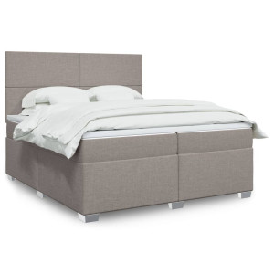 vidaXL Boxspring met matras stof taupe 200x200 cm