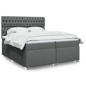 vidaXL Boxspring met matras stof donkergrijs 200x200 cm