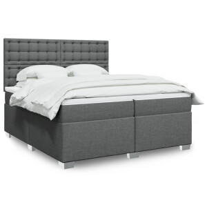 vidaXL Boxspring met matras stof donkergrijs 200x200 cm
