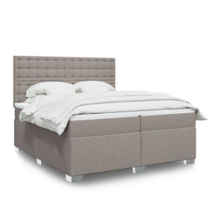 vidaXL Boxspring met matras stof taupe 200x200 cm