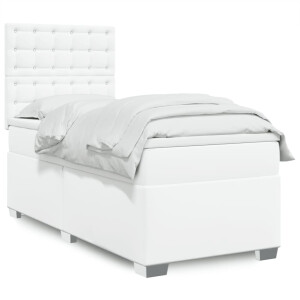 vidaXL Boxspring met matras kunstleer wit 90x200 cm